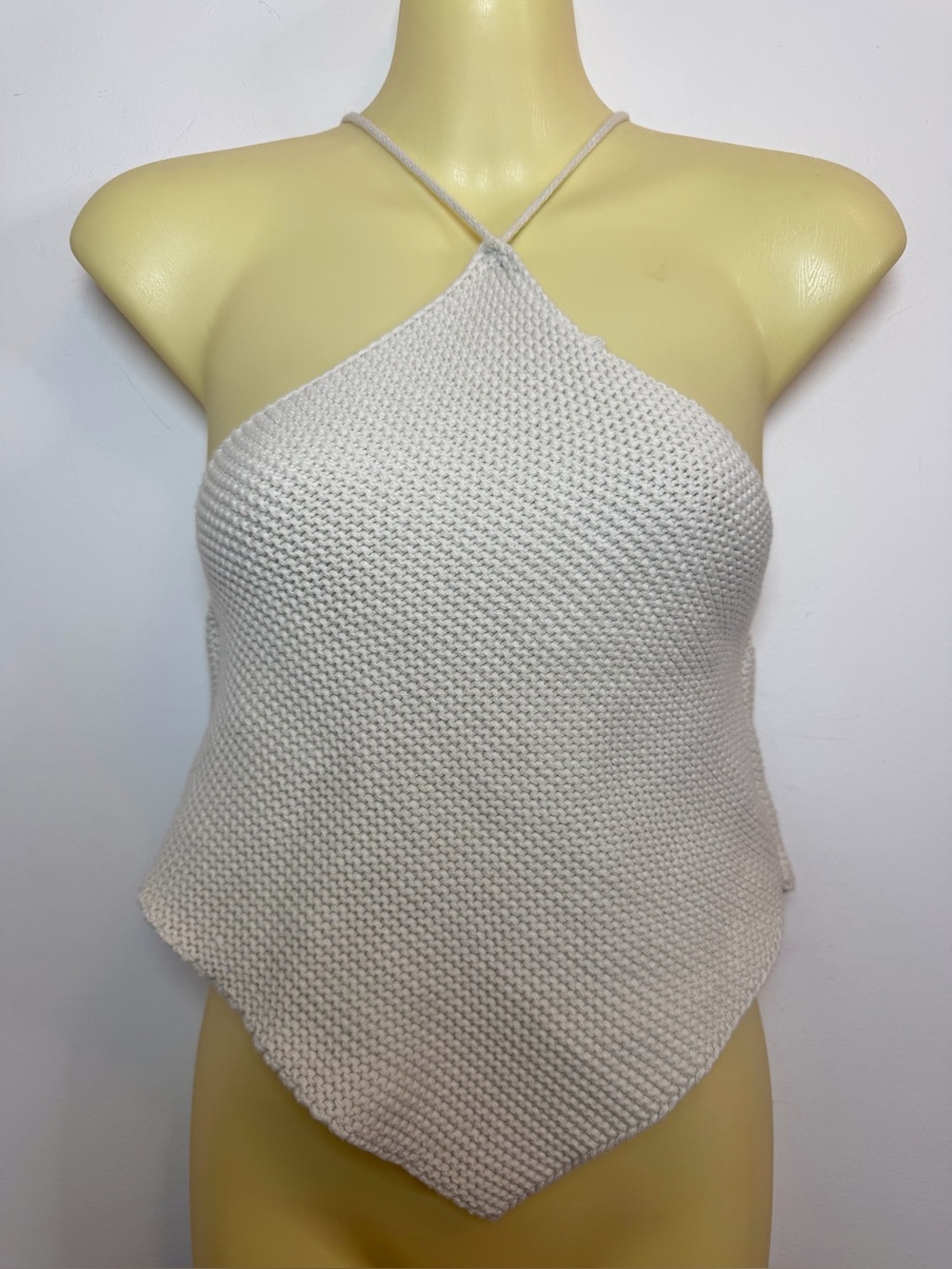 Le Lis Knit Cream Halter Knit Cropped Top